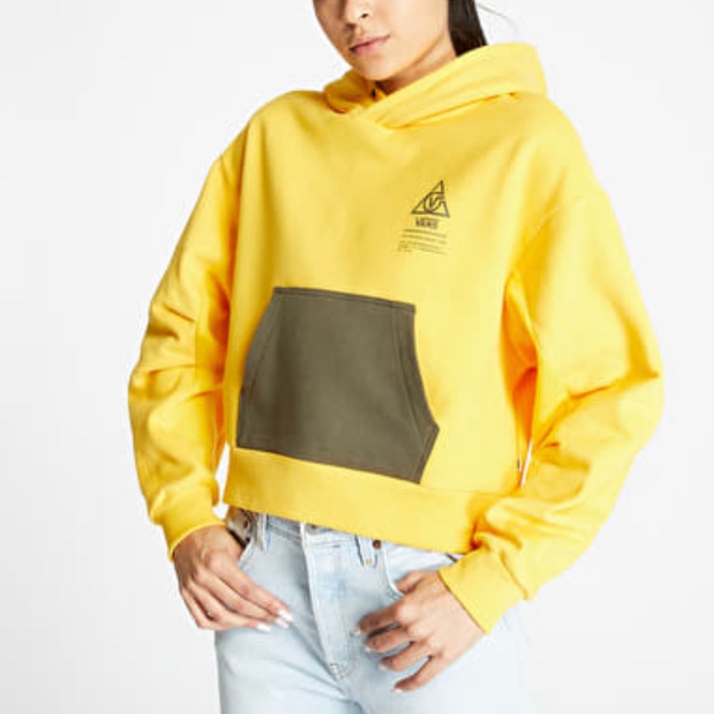 VANS 66 Supply 2 Hoodie Yellow Cotton Blend Prints Chest Back Womens VN0A5DS785W